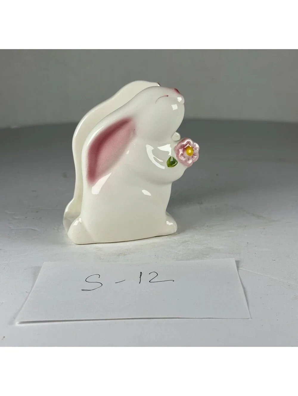 Vintage Ceramic Bunny Rabbit Napkin Holder Floral Design Made in Brazil S-12